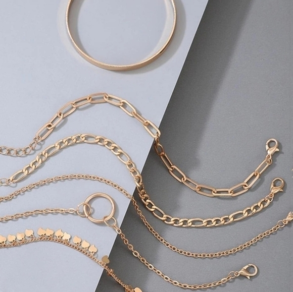 Fashion 6pcs Bracelet Set Women Gold Plated Chain Cuff Bangle Gifts New - Picture 6 of 8